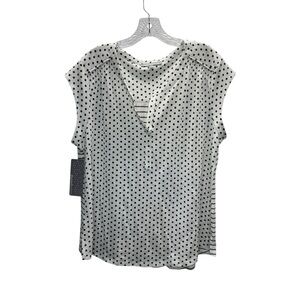 Daniel Rainn Polka Dot Linen Blend Blouse Sleeveless Mixed‎ Print XL NWT